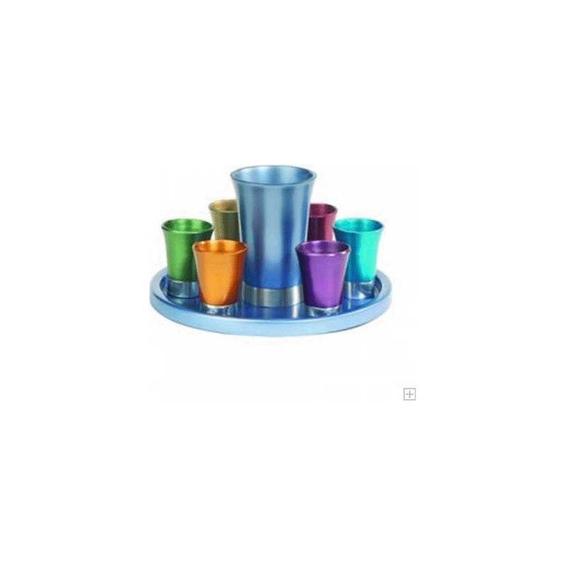 Retro Multicolor Anodized Kiddush Set | Kiddush Cups | Judaica